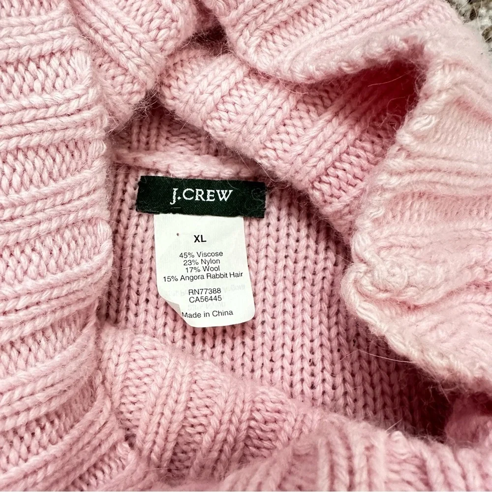 J. Crew Pink Turtleneck Cable Knit Sweater XL - Picture 6 of 6
